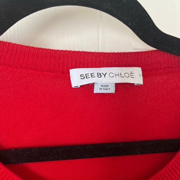 SEE BY CHLOÉ Red Button-down Cotton Cardigan - Picture 10 of 10
